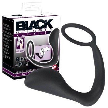 Δαχτυλίδι Πέους Με Πρωκτική Σφήνα - Black Velvets Ring & Plug