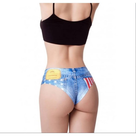 Jeans American Flag Slip Erotic Lingerie 