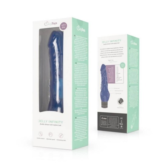 Ρεαλιστικός Δονητής Με Κουκκίδες - Jelly Infinity Realistic Vibrator Blue 23cm Sex Toys 