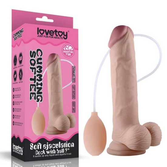 Ρεαλιστικό Ομοίωμα Εκσπερμάτισης - Soft Ejaculation Cock With Balls Flesh Sex Toys 