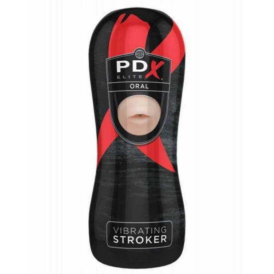 Δονούμενο Αυνανιστήρι Στόμα - Vibrating Oral Stroker Flesh Black Sex Toys 