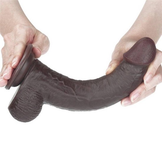 Εύκαμπτο Ομοίωμα Πέους - 9 Inch Sliding Skin Dual Layer Dong Brown Sex Toys 