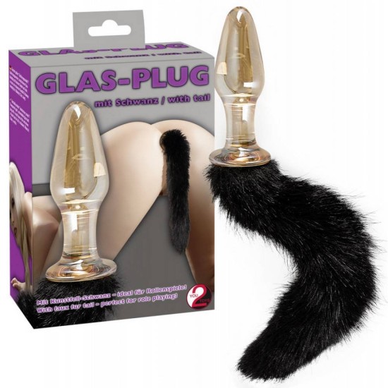 Γυάλινη Σφήνα Με Ουρά - Glass Plug with Tail Sex Toys 