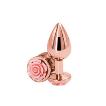 Σφήνα Αλουμινίου Με Ροζ Τριαντάφυλλο - Rose Butt Plug Medium Pink