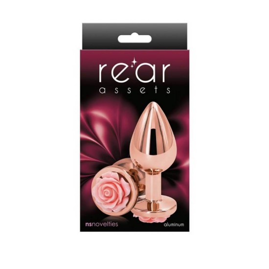 Σφήνα Αλουμινίου Με Ροζ Τριαντάφυλλο - Rose Butt Plug Medium Pink Sex Toys 