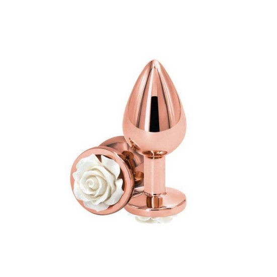 Rose Butt Plug Medium White Sex Toys