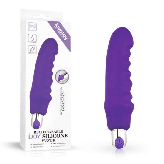Επαναφορτιζόμενος Δονητής Με Ραβδώσεις - Rechargeable IJOY Silicone Waver Purple Sex Toys 