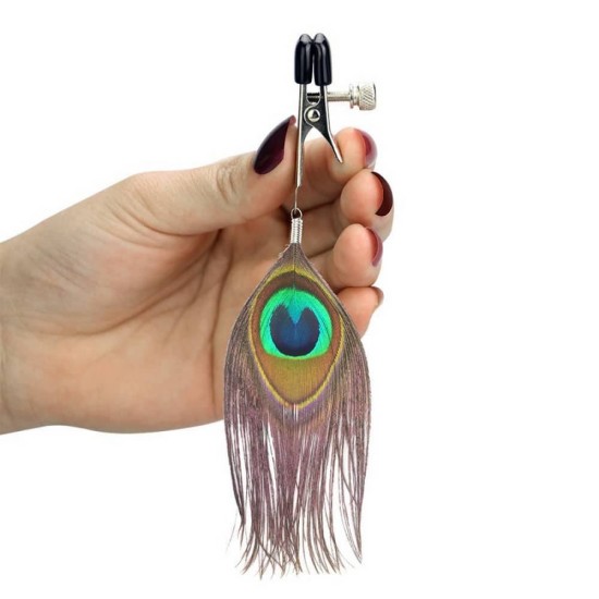 Κλιπ Θηλών Με Φτερό - Nipple Clamp With Peacock Feather Trim Fetish Toys 