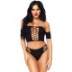 Opaque Crop Top And Thong Black Erotic Lingerie 