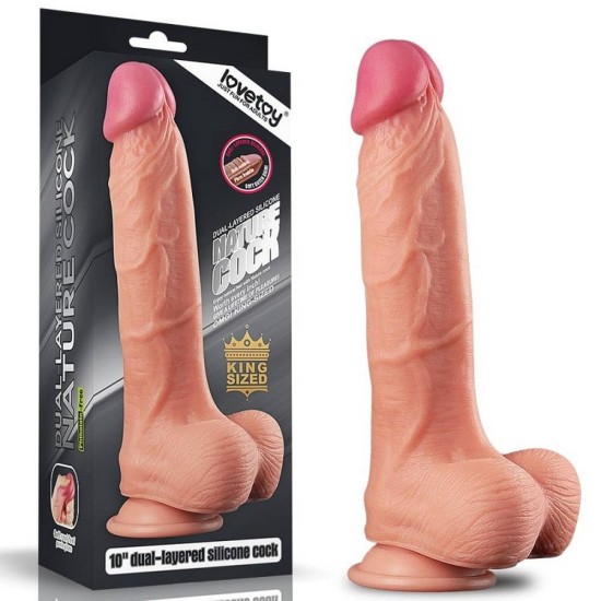 Ρεαλιστικό Ομοίωμα Με Όρχεις - Dual Layered Platinum Silicone Dildo 25cm Sex Toys 