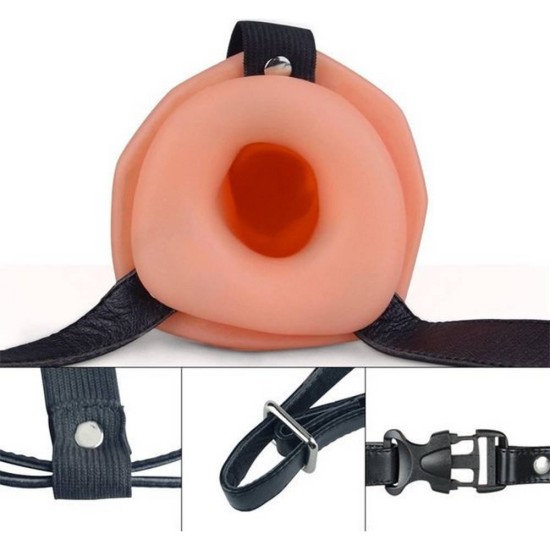 Vibrating Unisex Hollow Strap On 16cm Sex Toys