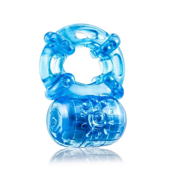 Reusable 5 Function Cock Ring Blue Sex Toys