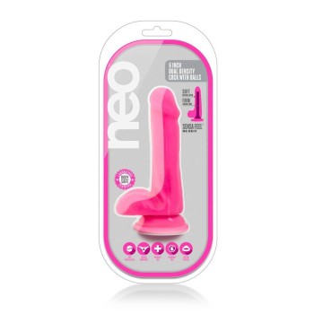Ροζ Ρεαλιστικό Πέος - Dual Density Realistic Cock Neon Pink 16cm