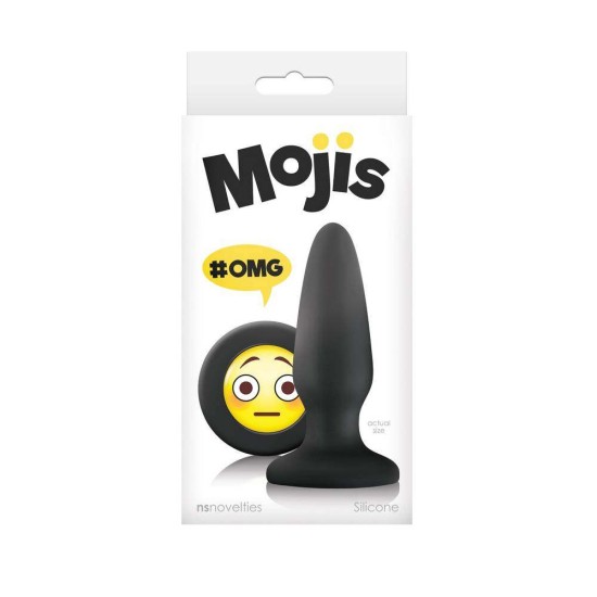 Τάπα Σιλικόνης Με Εικονίδιο - Mojis OMG Butt Plug Medium Black Sex Toys 