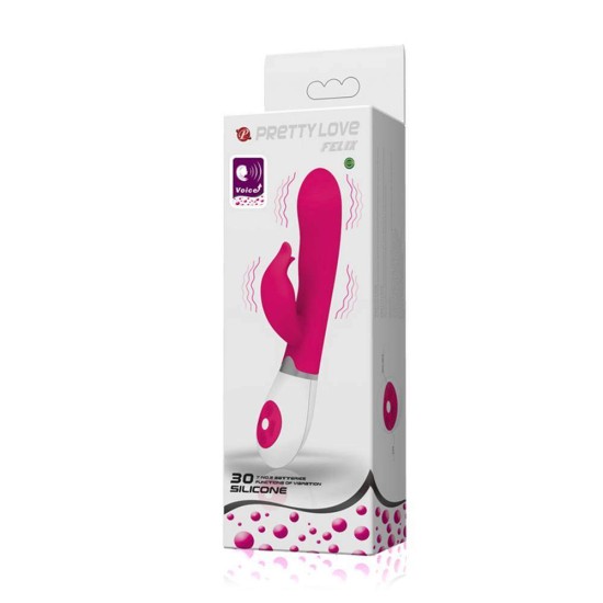 Κολπικός Και Κλειτοριδικός Δονητής - Felix Silicone Rabbit Vibrator Pink Sex Toys 