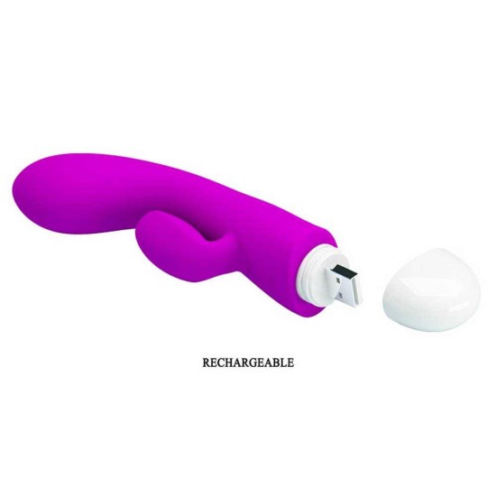 Διπλός Δονητής Σιλικόνης - Eli Rechargeable Rabbit Vibrator Purple Sex Toys 