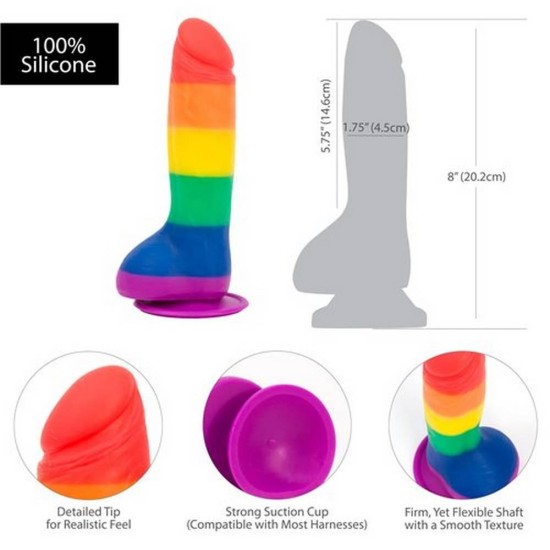Pride Ρεαλιστικό Ομοίωμα Σιλικόνης - Justin Rainbow Silicone Dildo 19cm Sex Toys 