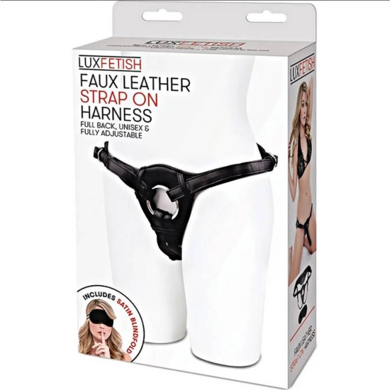 Δερμάτινη Ζώνη - Faux Leather Strap On Harness Black Sex Toys 