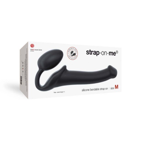 Διπλό Ομοίωμα Χωρίς Ζώνη - Strapless Bendable Strap On Black Medium Sex Toys 