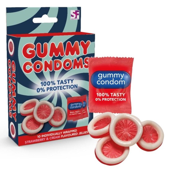 Ζελεδάκια Φράουλας Με Σχήμα Προφυλακτικού - Jelly Gummy Condoms 75gr Sex Toys 