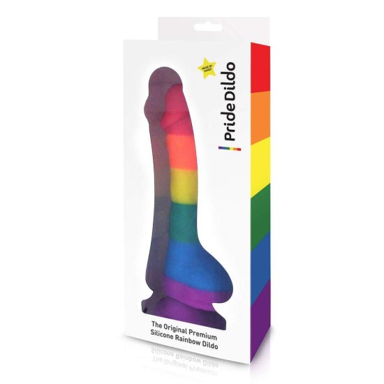 Pride Ομοίωμα Πέους Σιλικόνης - Silicone Rainbow Dildo With Balls 20cm Sex Toys 