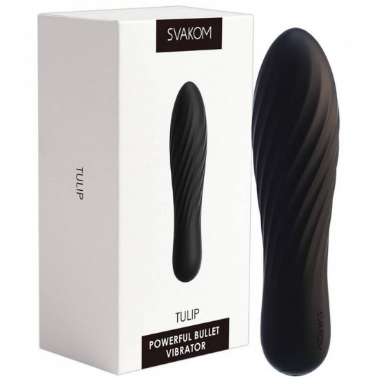 Δονητής Σιλικόνης Με Ραβδώσεις - Tulip Rechargeable Vibrator Black Sex Toys 