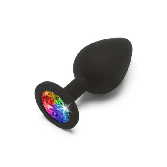 Σφήνα Σιλικόνης Με Κόσμημα Pride- Rainbow Booty Jewel Plug Medium Sex Toys 