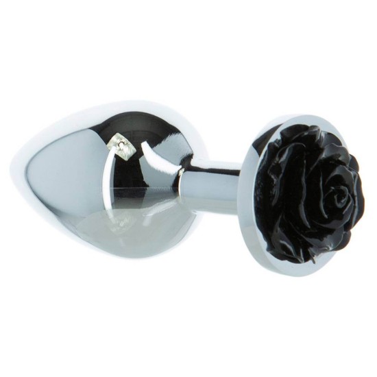 Σφήνα Πολυτέλειας Με Τριαντάφυλλο - Lux Active Metal Butt Plug Rose Black Sex Toys 