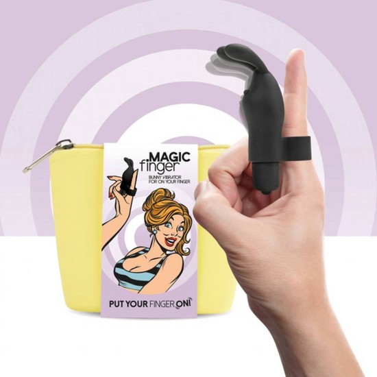 Δονητής Δάχτυλου Με Τσαντάκι - Magic Finger Bunny Vibration Black Sex Toys 