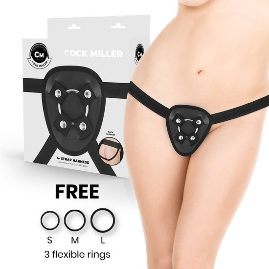 Ρυθμιζόμενη Ζώνη Στραπον - Cock Miller 4 Strap Harness Black Sex Toys 