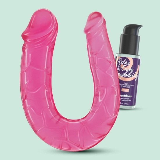 Διπλό Ομοίωμα Πέους Με Λιπαντικό - Deep Diver Double Dildo With Anal Lubricant Pink Sex Toys 