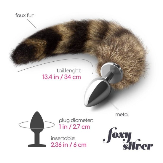 Foxy Silver Metal Anal Plug With Tail Sex Toys