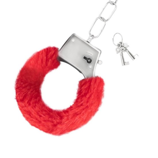 Κόκκινες Γούνινες Χειροπέδες - Crushious Furry Handcuffs Red Fetish Toys 