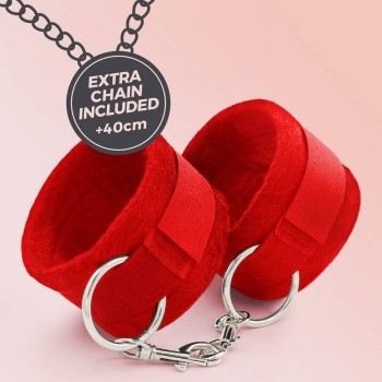 Απαλές Χειροπέδες Με Μακριά Αλυσίδα - Crushious Tough Love Velcro Handcuffs With 40cm Chain Red