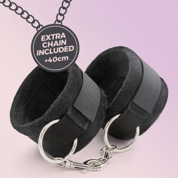 Απαλές Χειροπέδες Με Μακριά  Αλυσίδα - Crushious Tough Love Velcro Handcuffs With 40cm Chain Black