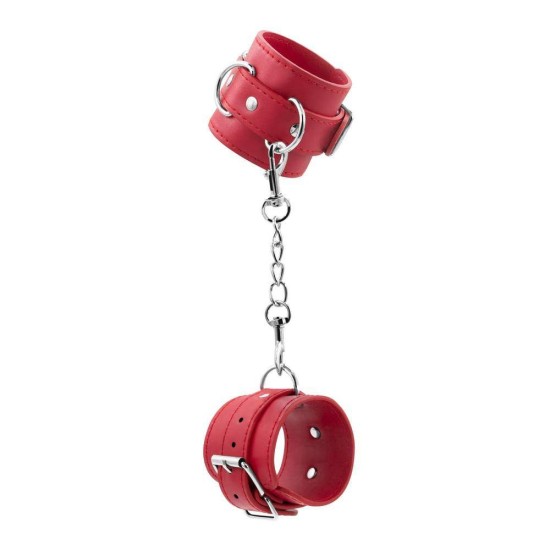 Δερμάτινες Χειροπέδες - Bondage Love Leather Handcuffs Red Fetish Toys 