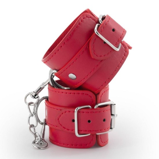 Bondage Love Leather Handcuffs Red Fetish Toys 