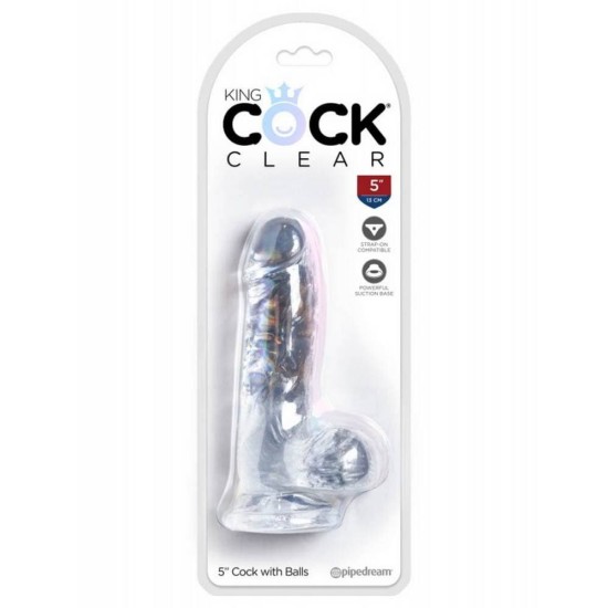 Διαφανές Ρεαλιστικό Ομοίωμα Πέους - King Cock Clear Cock with Balls 13cm Sex Toys 