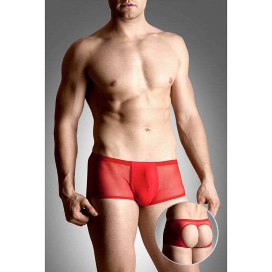 Στρίνγκ Με Ανοιχτά Οπίσθια - Men's Mesh Shorts With Cutouts 4493 Red Ερωτικά Εσώρουχα 
