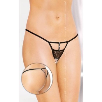 Crotchless G String 2461 With Jewel Black