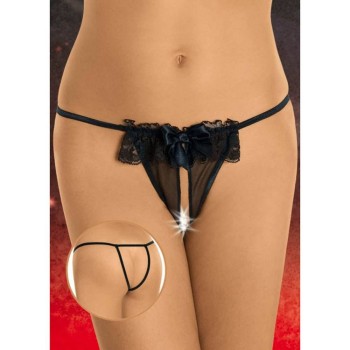 Lace Open G String 2349 With Bow Black