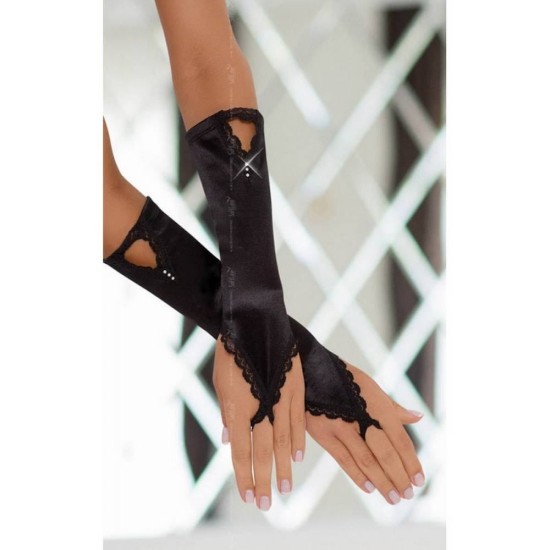 Saten Gloves With Strass 7710 Black Erotic Lingerie 