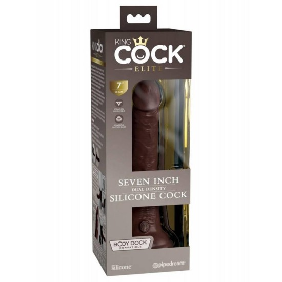 Ρεαλιστικό Πέος Σιλικόνης - King Cock Elite Dual Density Cock Brown 21cm Sex Toys 