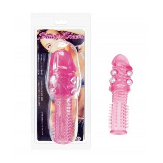 Charmly Silicone Sleeve With Beads Pink Sex Toys