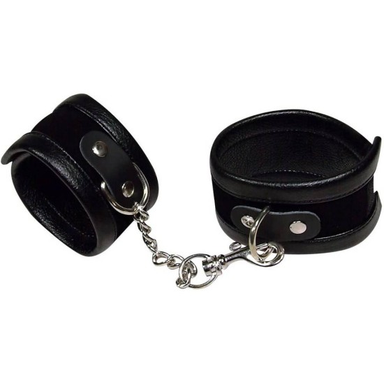 Δερμάτινες Χειροπέδες Με Αλυσίδα - Bad Kitty Leather Handcuffs Black Fetish Toys 
