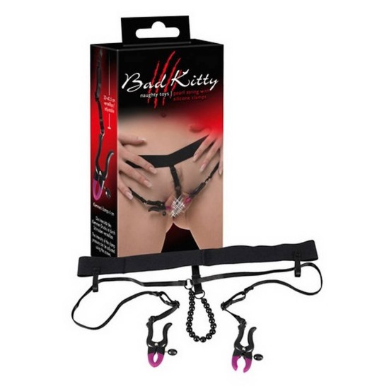 Bad Kitty Pearl String With Silicone Clamps Fetish Toys 