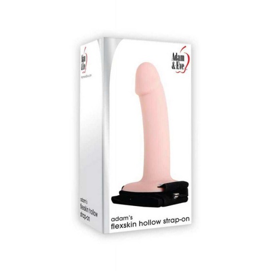 Κούφιο Ομοίωμα Με Ζώνη - Adam's Flexskin Hollow Strap On Flesh 16cm Sex Toys 