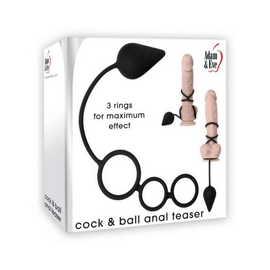 Δαχτυλίδια Πέους Με Σφήνα - Cock & Ball Anal Teaser Black Sex Toys 