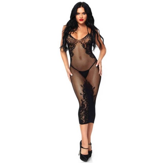 Seamless Net And Lace Dress Black Erotic Lingerie 