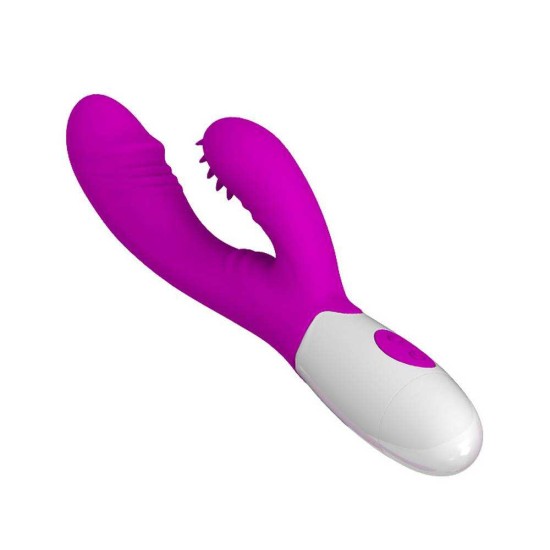 Rabbit Δονητής Με Κουκκίδες - Andre Silicone Rabbit Vibrator Purple Sex Toys 